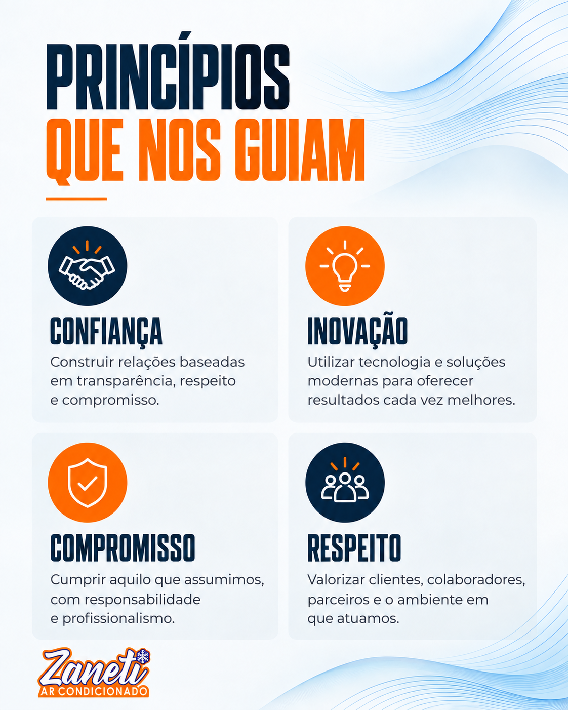 Confiança, inovação, compromisso e respeito